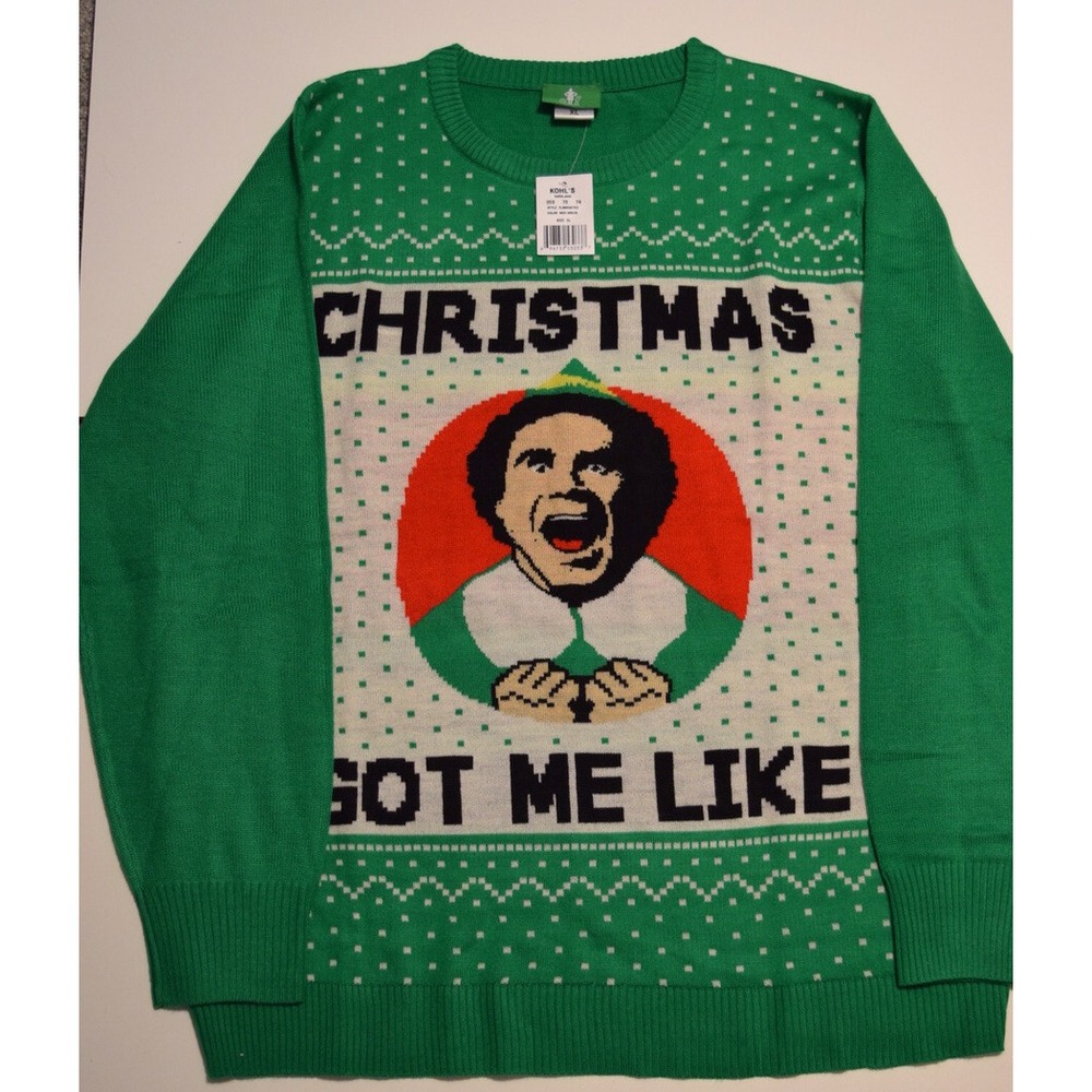 NWT Elf Movie Christmas Got Me Like Will Farrell Ugly Christmas Sweater Mens XL